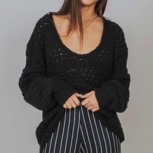 Free People Oversized Open Knit Pullover Size Medium